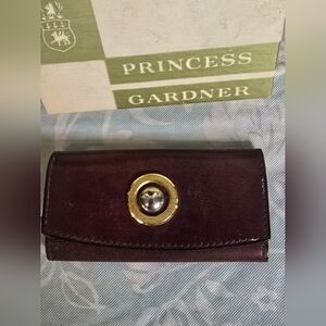 Princess Gardner Vintage Leather Key Holder Dark Brown with Gold Accent Italy